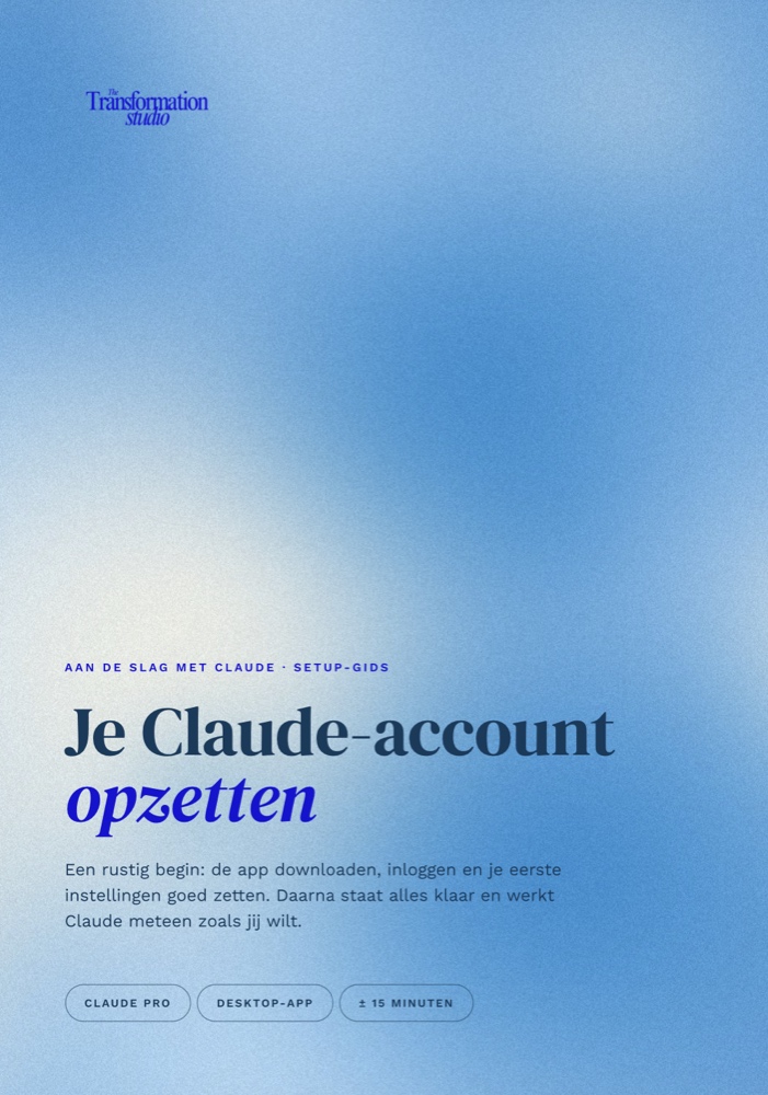 Pagina Je Claude-account opzetten, in TTS-huisstijl