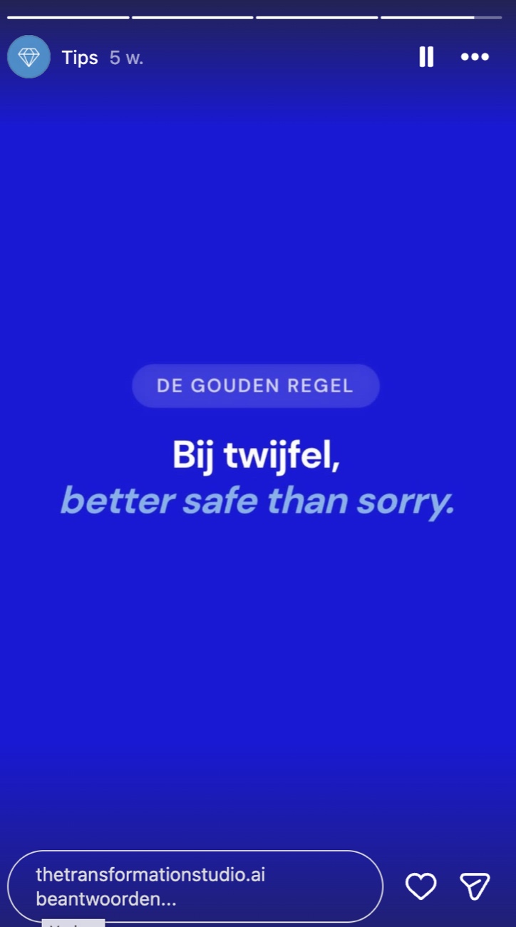 Oudere Instagram-story zonder huisstijl: generieke tip, standaardlook